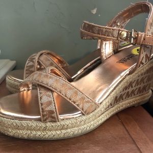 Michael Kors Rose Gold Wedge Sandals